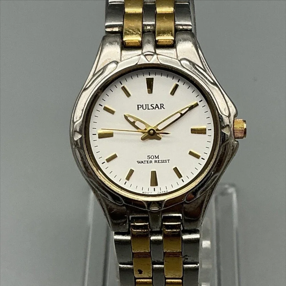 Pulsar Womens Watch 24mm Two-Tone Stainless V501-X355 New Battery 6.25